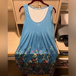 Aelson Blue Sleeveless Floral Dress